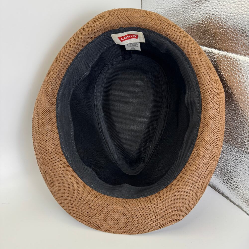 Levi's Woven Fedora Hat Braided Band Brown Sun Travel Vacation L XL - Picture 4 of 7